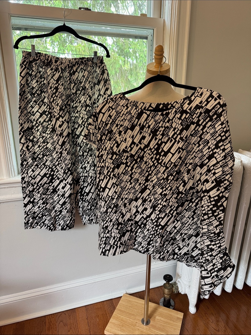 bryn Walker Black and White Wide Leg Pants & Top Set